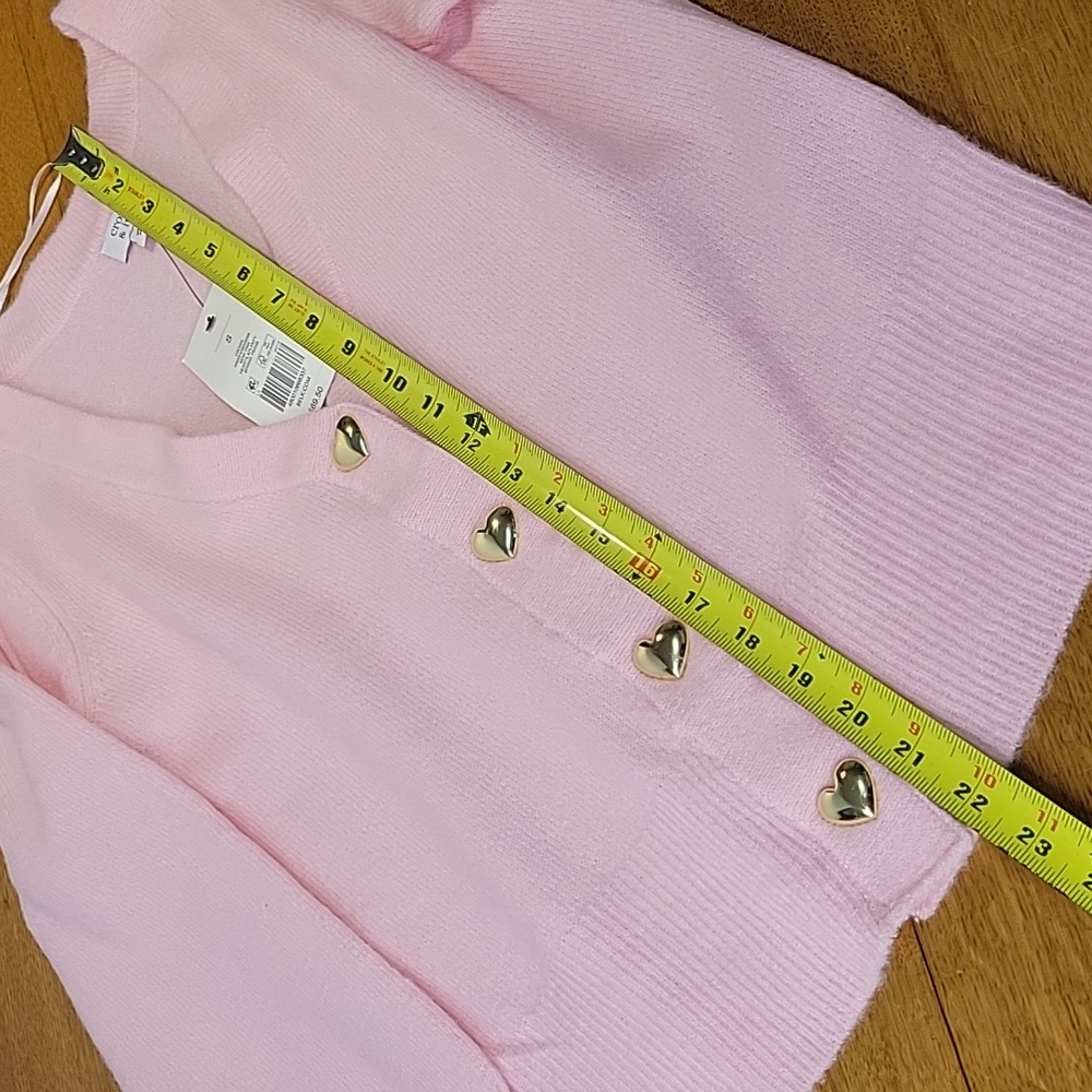 Crown & Ivy Pink Cardigan with Gold Heart Buttons - Picture 10 of 14